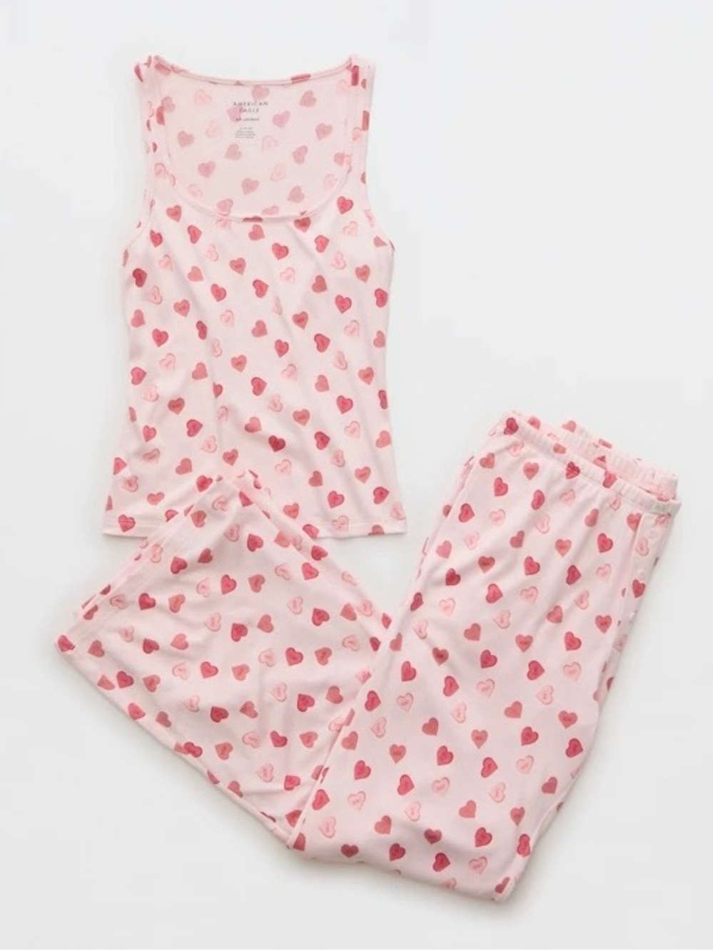 NWT American Eagle Luxe Plush Candy Hearts Lounge PJ Set Pink Size M (8-10)
